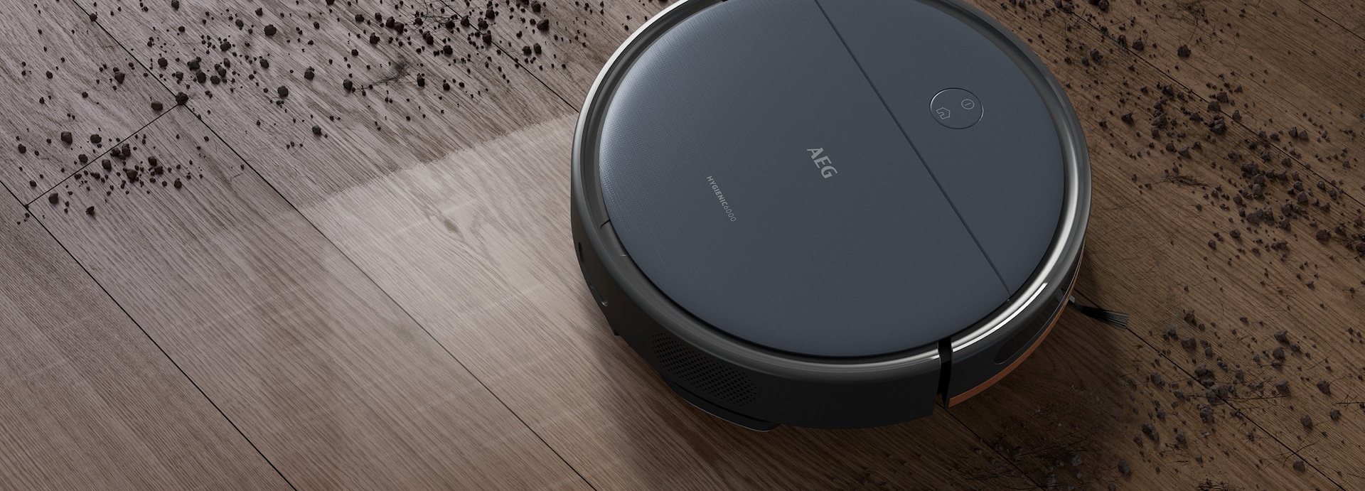 Robot aspirador en el suelo